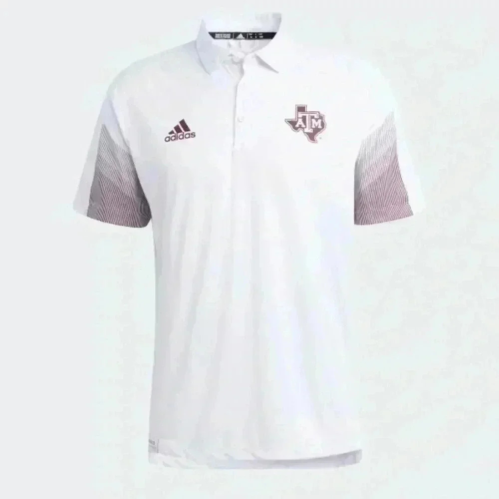 Adidas Texas A&M Men’s Performance White Polo- Size Small
